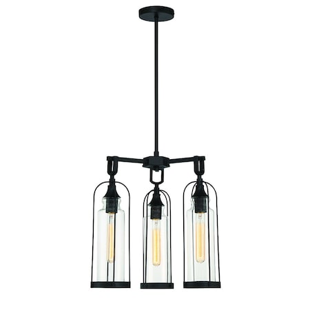 Eurofase Yasmin Farmhouse 35" Oval Outdoor 6-Light Oval Chandelier, Satin Black/Hand Blown Glass 42728-016